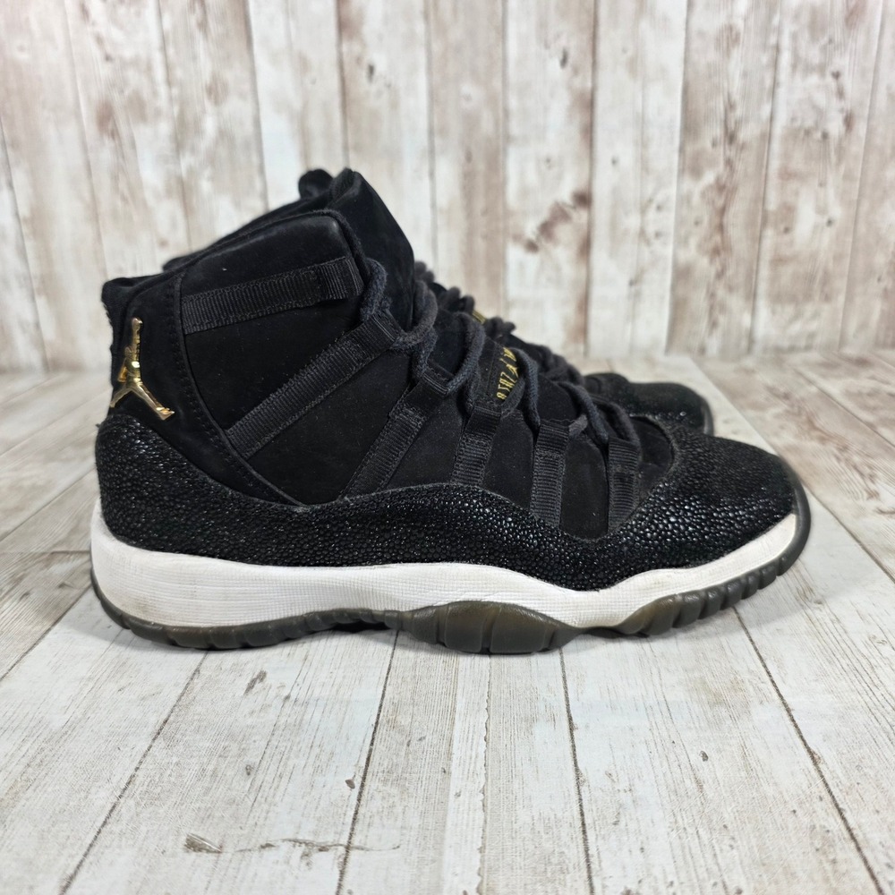 Air Jordan 11 Retro TD Black Glitter Gold Kids Size‎ 4Y Basketball Shoes